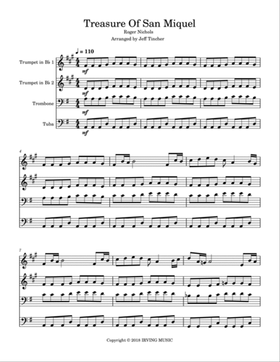 Treasure Of San Miquel Treasure Of San Miquel Brass Quartet scores gallery preview page 2