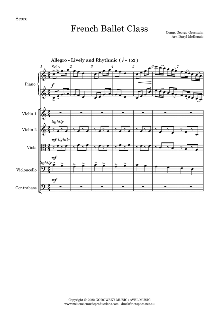 French Ballet Class Cello scores gallery preview page 1