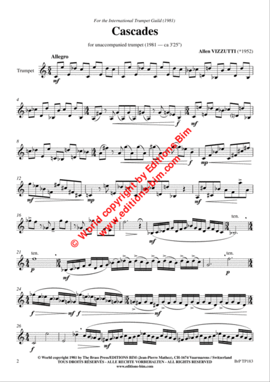 Cascades Trumpet Solo scores gallery preview page 2