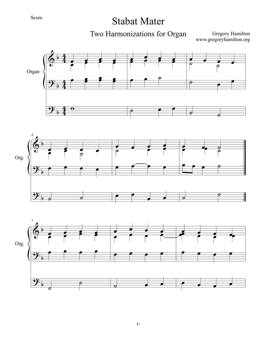 Stabat Mater - At the Cross, Her Station keeping Organ Solo scores gallery preview page 1
