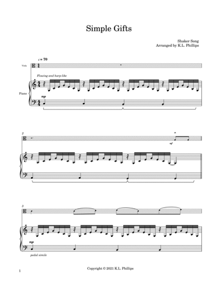 Simple Gifts - Viola Solo with Piano Accompaniment image number null