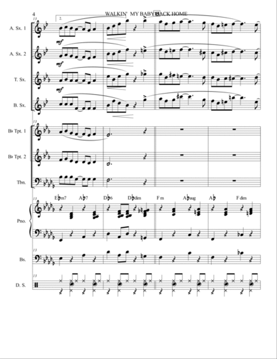 Walking My Baby Back Home Jazz Ensemble scores gallery preview page 4