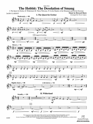 The Hobbit: The Desolation of Smaug, Suite from: 2nd B-flat Clarinet