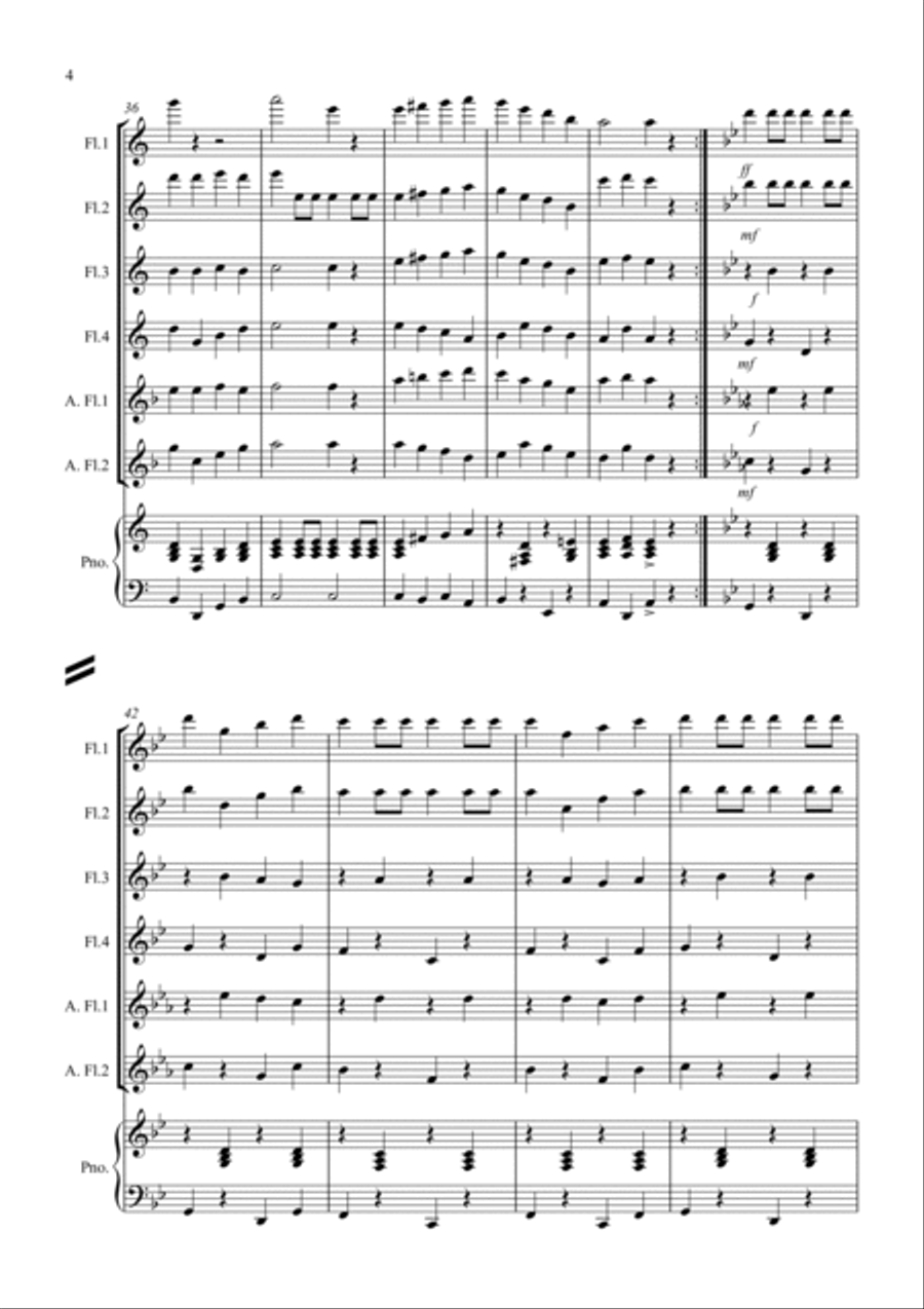Drunken Sailor for Flute Quartet Flute Quartet scores gallery preview page 4