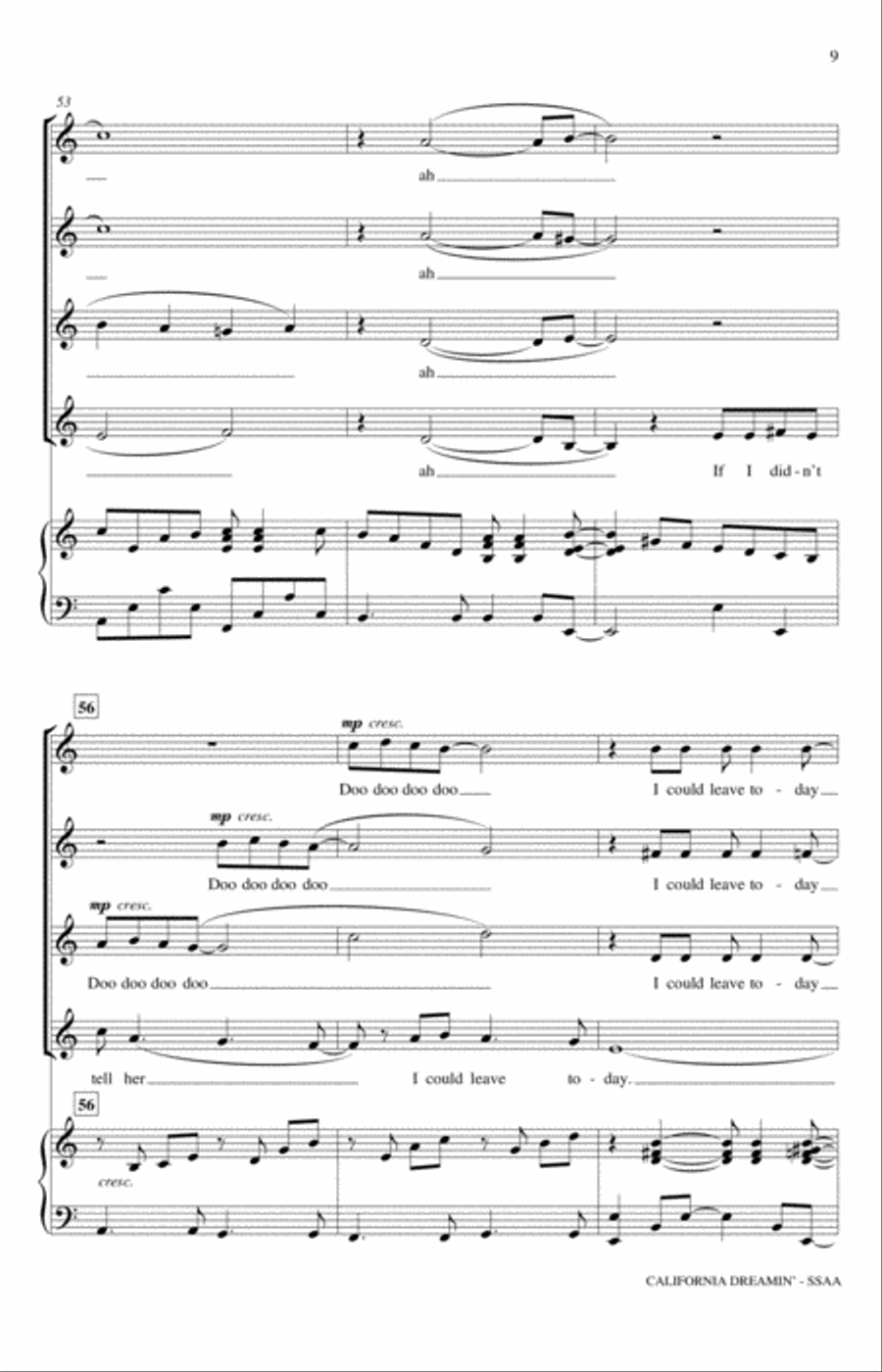 California Dreamin' (arr. Mac Huff) SSAA scores gallery preview page 9