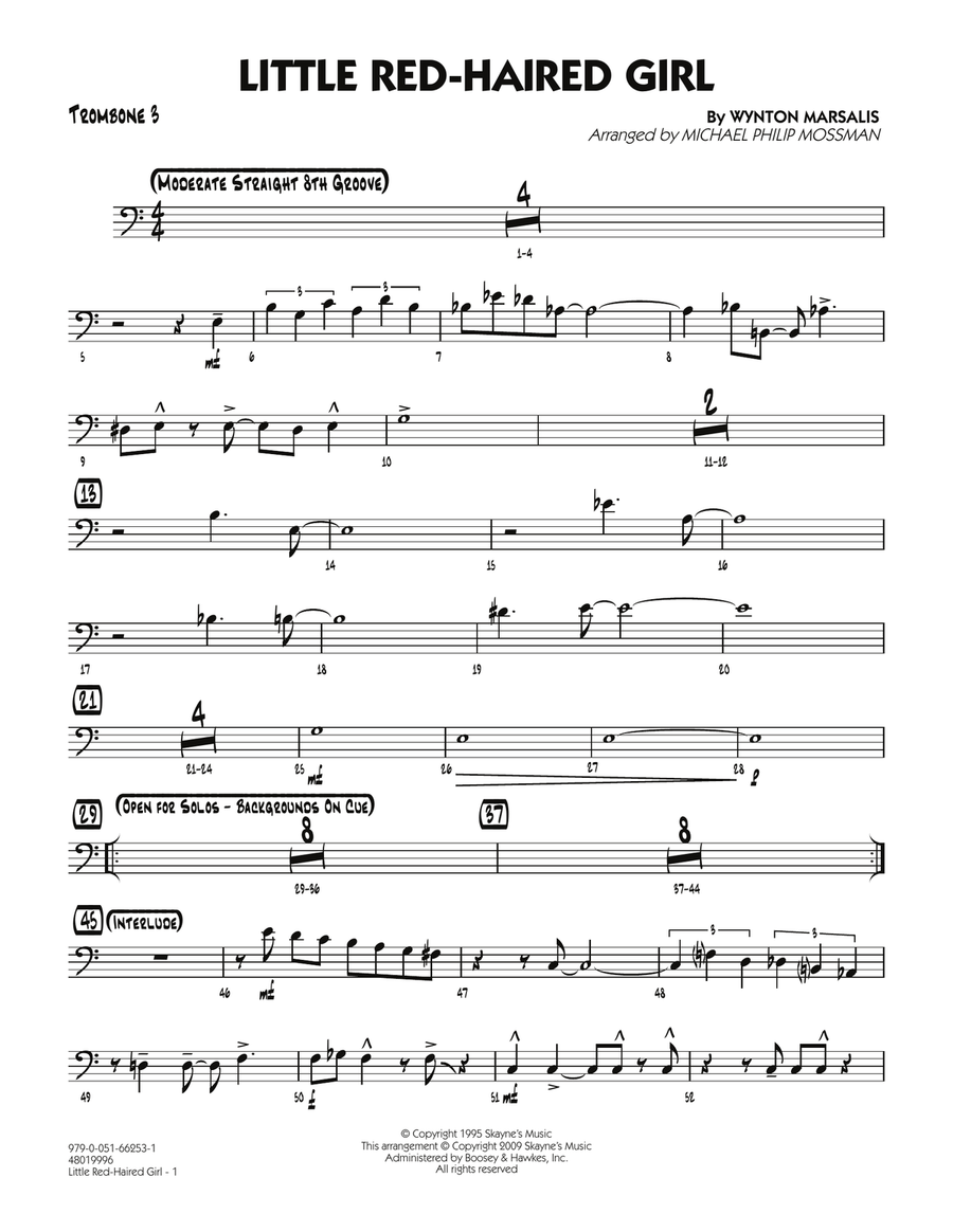 Little Red-Haired Girl - Trombone 3 Jazz Ensemble scores gallery preview page 1
