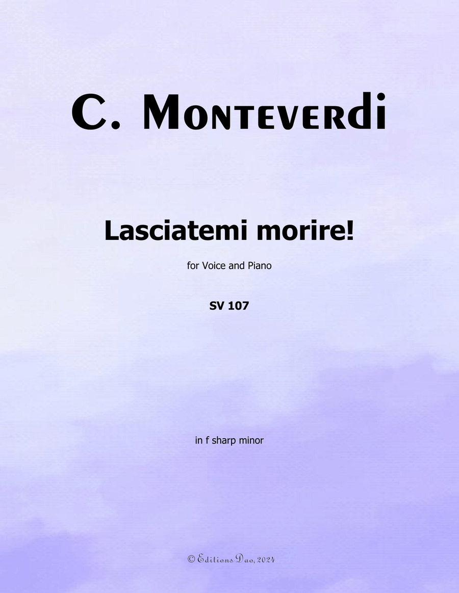 Lasciatemi morire! by Monteverdi, in f sharp minor Piano, Vocal scores gallery preview page 1