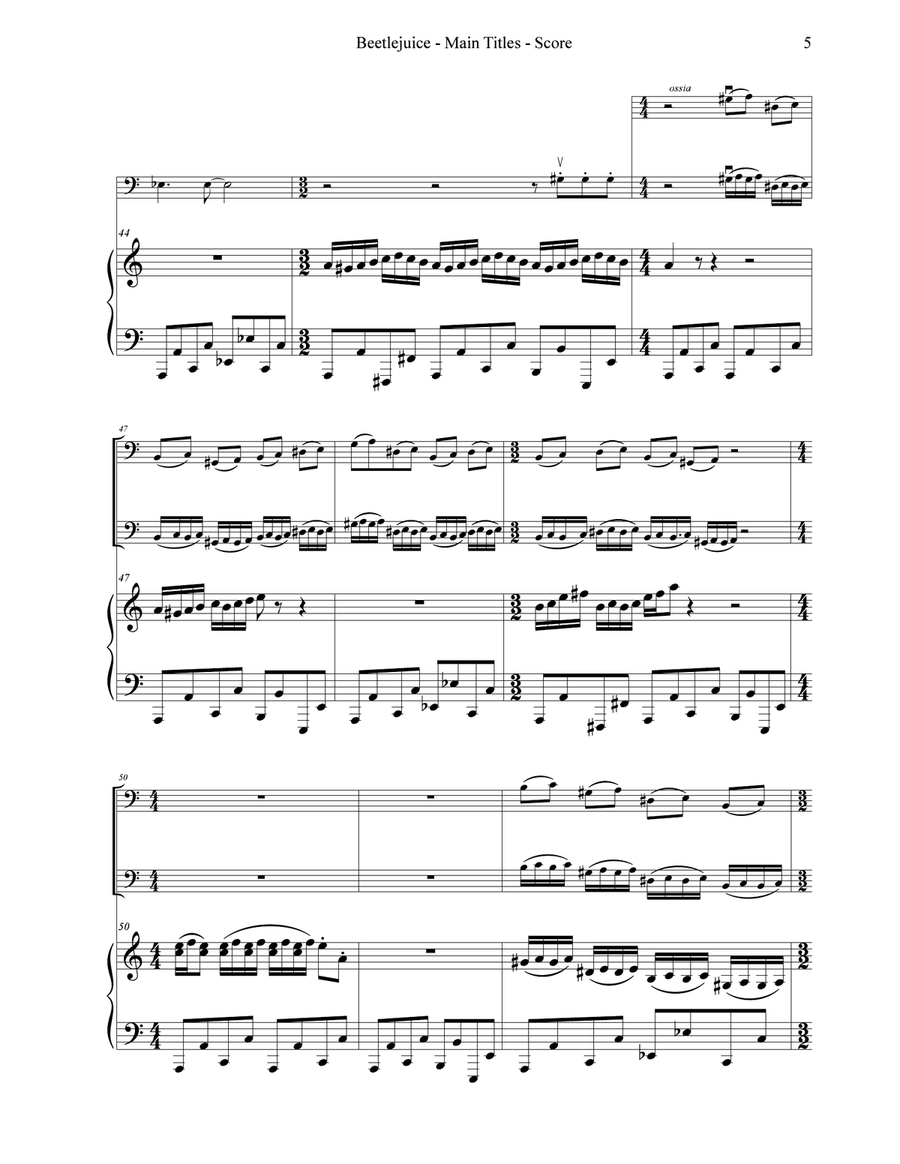 Beetlejuice (main Theme) Double Bass scores gallery preview page 5