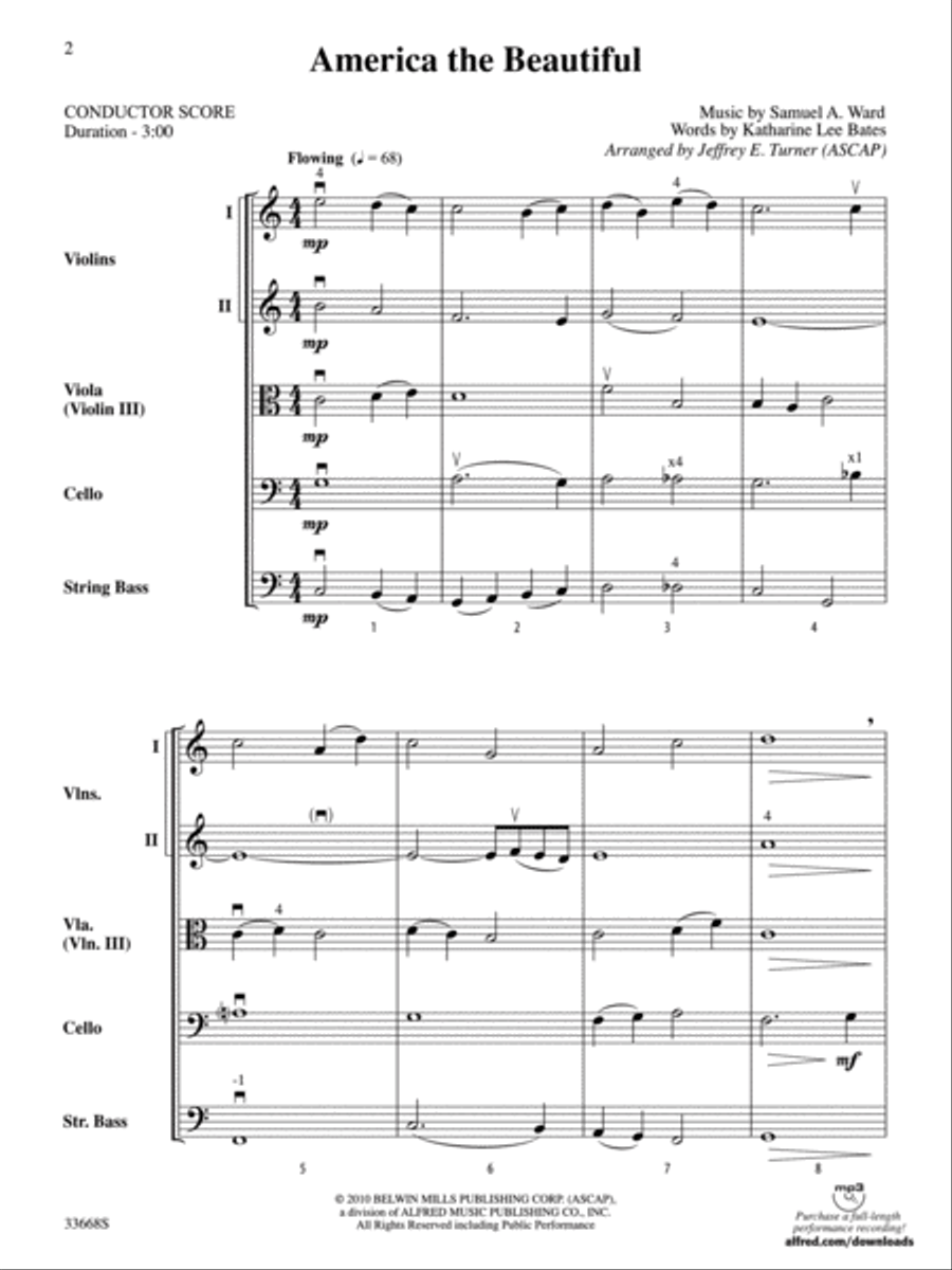 America the Beautiful String Orchestra scores gallery preview page 2