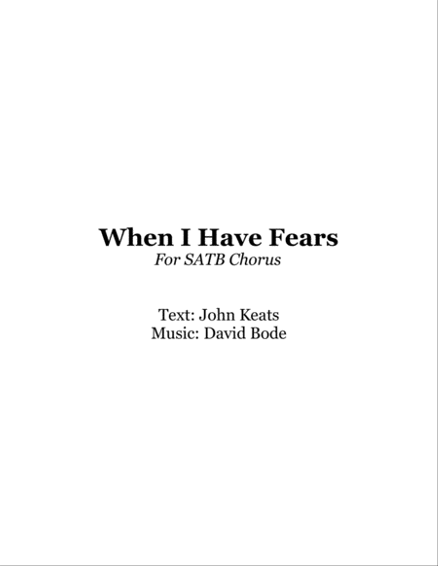 When I Have Fears When I Have Fears 4-Part scores gallery preview page 1
