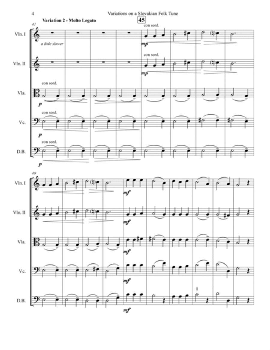Variations on a Slovakian Folk Tune String Orchestra scores gallery preview page 5