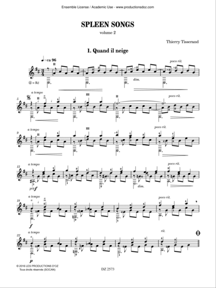 Spleen Songs, vol. 2 Classical Guitar scores gallery preview page 2