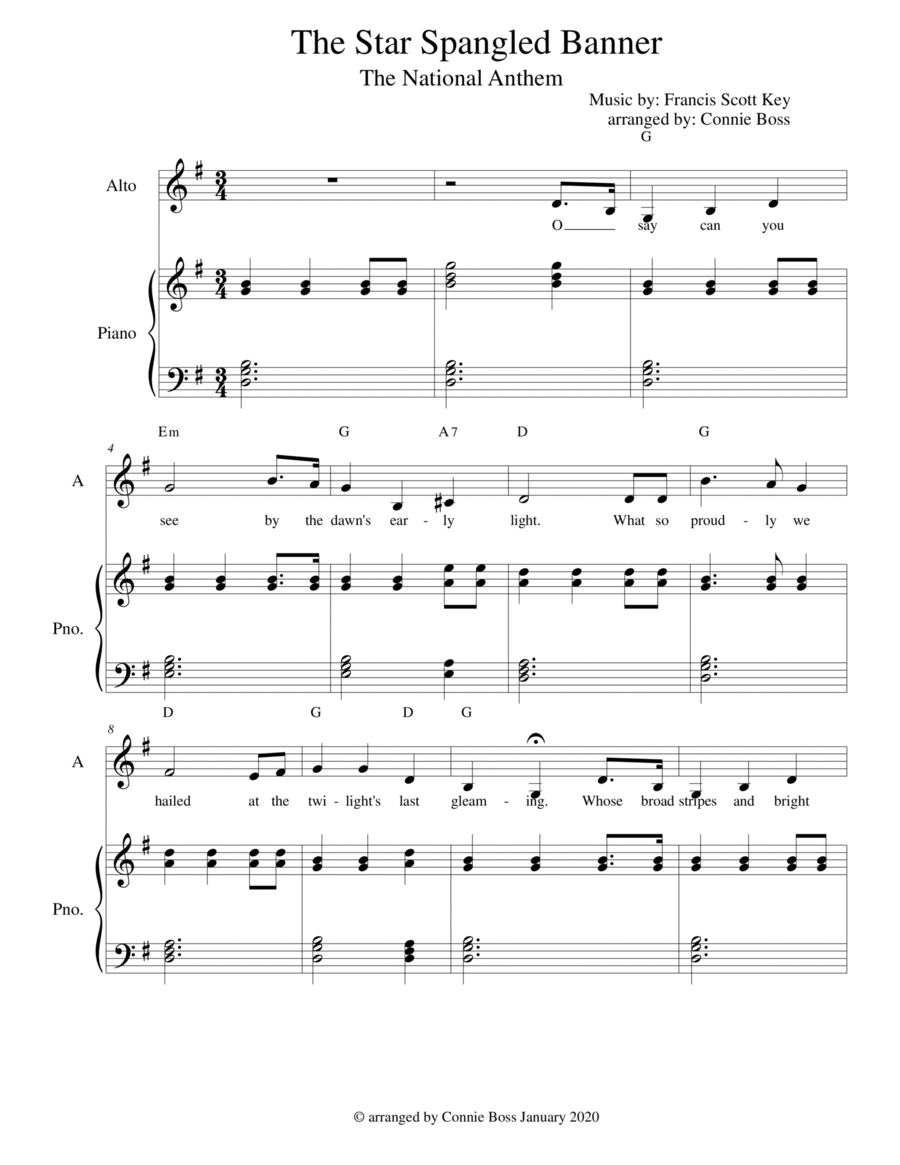 The Star Spangled Banner - Alto and piano Piano, Vocal, Guitar scores gallery preview page 1