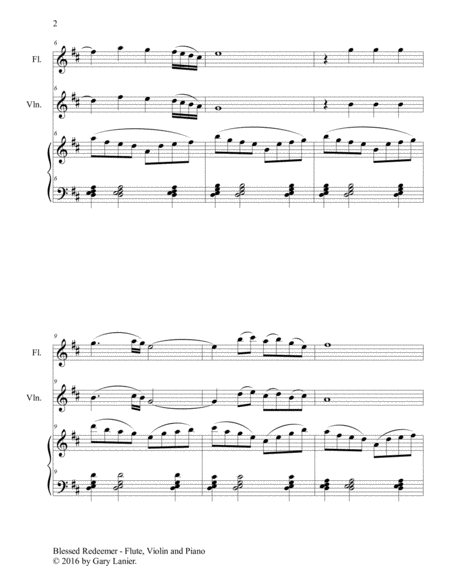 BLESSED REDEEMER (Trio – Flute, Violin & Piano with Score/Parts) image number null
