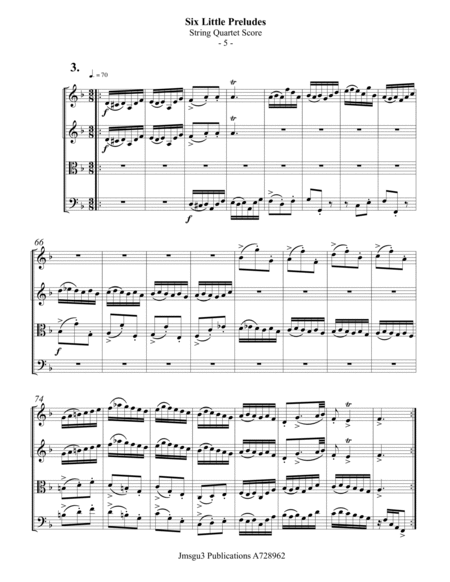 Bach: Six Little Preludes BWV 933-938 for String Quartet image number null