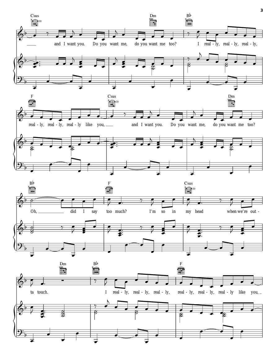 I Really Like You I Really Like You Piano, Vocal, Guitar scores gallery preview page 3