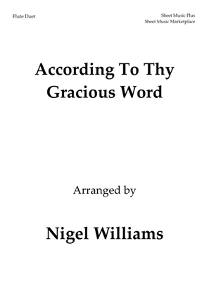 Book cover for According To Thy Gracious Word, for Flute Duet