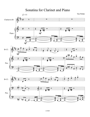Sonatina for Clarinet and Piano Movement III Summer Shower (piano acc)