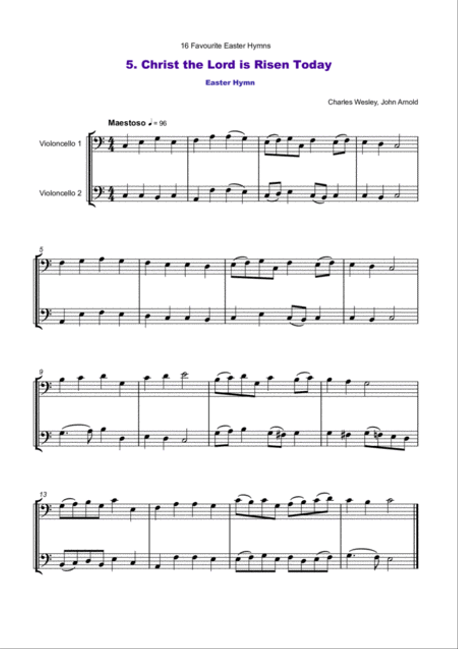 16 Favourite Easter Hymns for Cello Duet String Duet scores gallery preview page 6