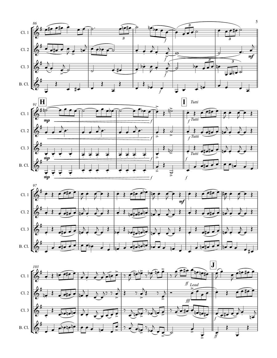 Royal Garden Blues (for Clarinet Quartet) Clarinet Quartet scores gallery preview page 6