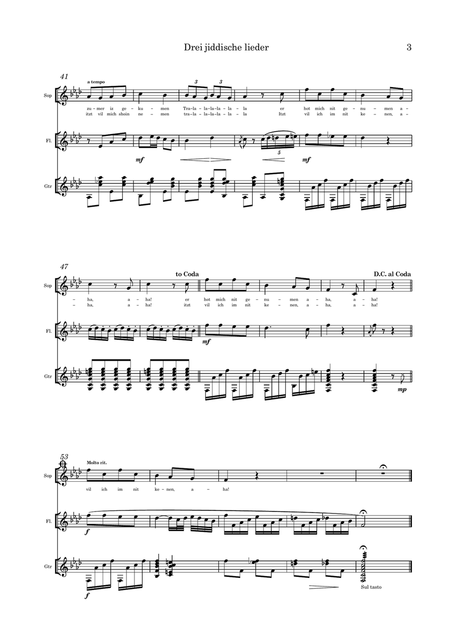 Clar: Three Jewish songs Small Ensemble scores gallery preview page 3