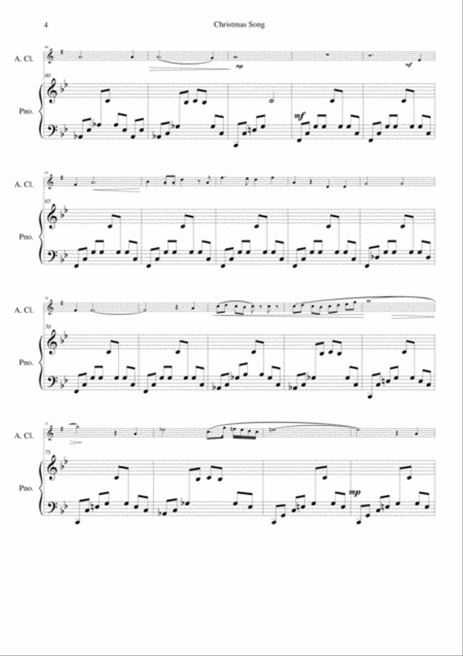 Christmas Song for alto clarinet and piano Clarinet scores gallery preview page 4