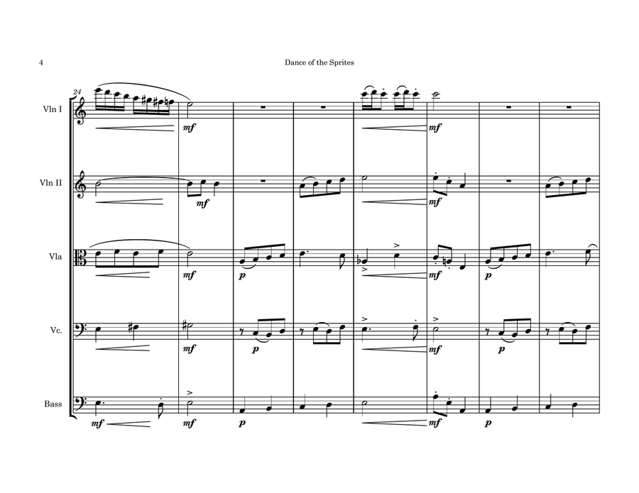 Dance of the Sprites Dance of the Sprites String Quintet scores gallery preview page 4