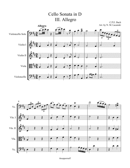 Sonata in D for Cello and String Quartet III. Allegro