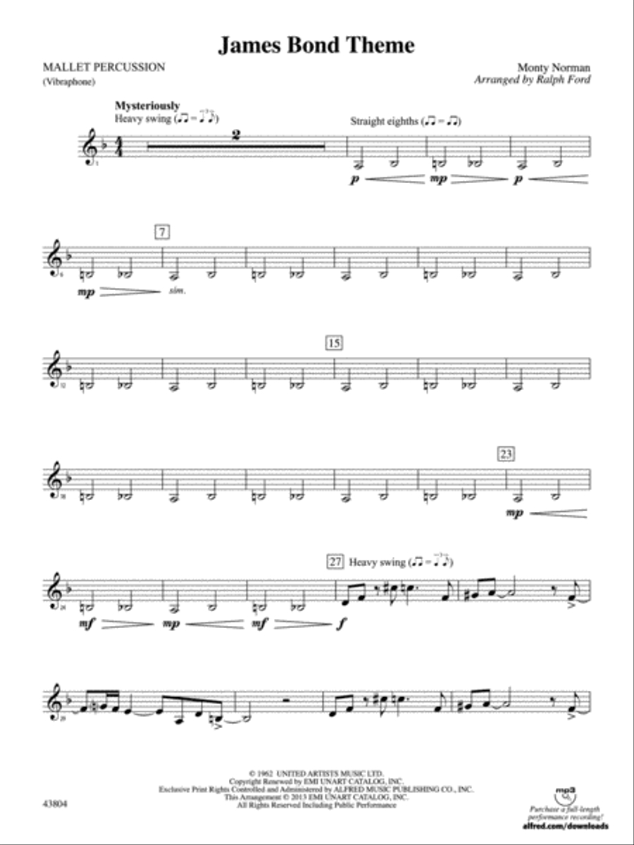 James Bond Theme: Mallets Full Orchestra scores gallery preview page 1