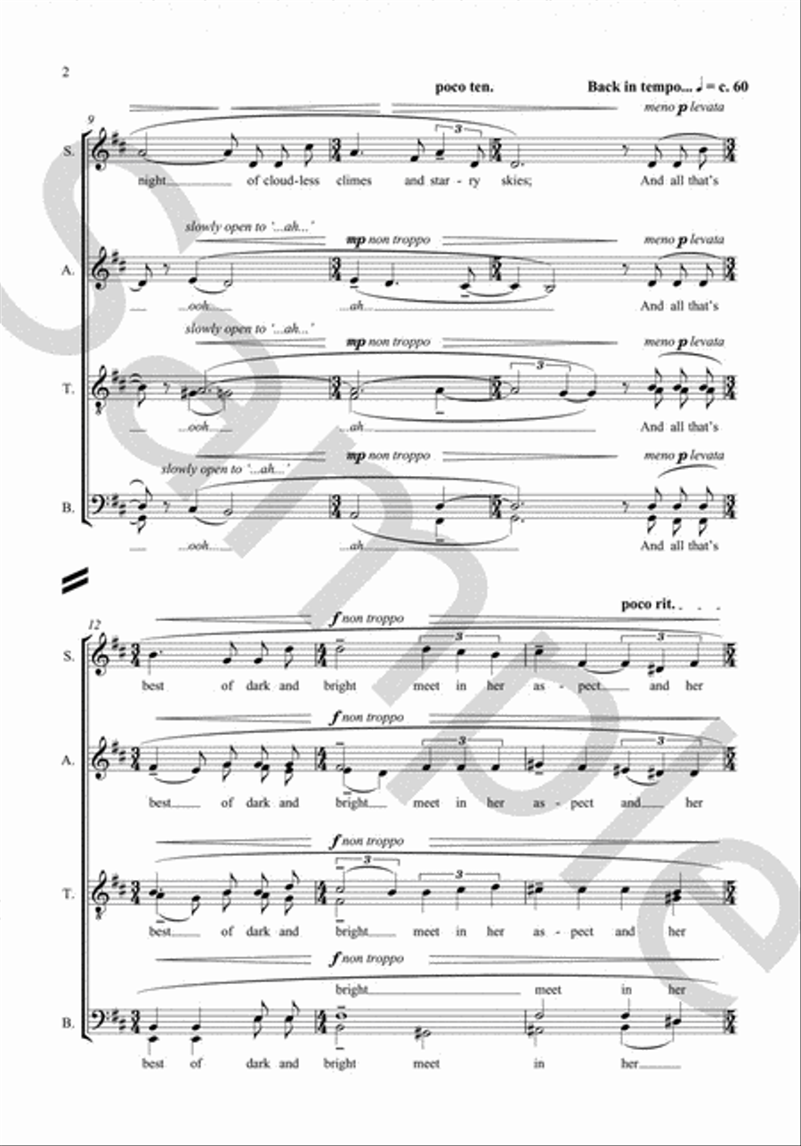 She Walks in Beauty 4-Part scores gallery preview page 5