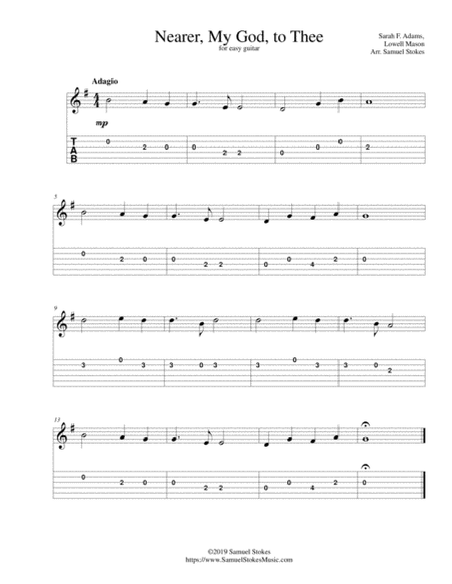 Nearer, My God, to Thee - for easy guitar with TAB image number null