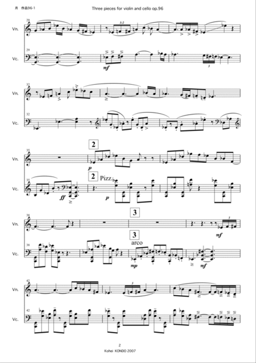 Three pieces for violin and cello op.96 String Duet scores gallery preview page 3