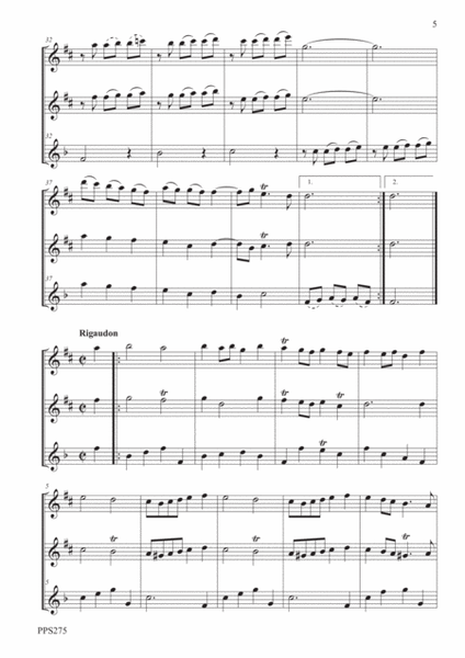 QUANTZ TRIO SONATA IN D MAJOR OPUS 3 No. 6 for flute, oboe & clarinet
