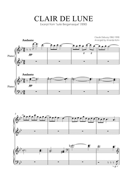 Clair de Lune - 4 hands (Bb maj) image number null