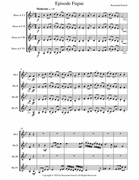 Episode Fugue - Brass Quartet - Chamber Music - 4 Horns in F - Intermediate Level image number null