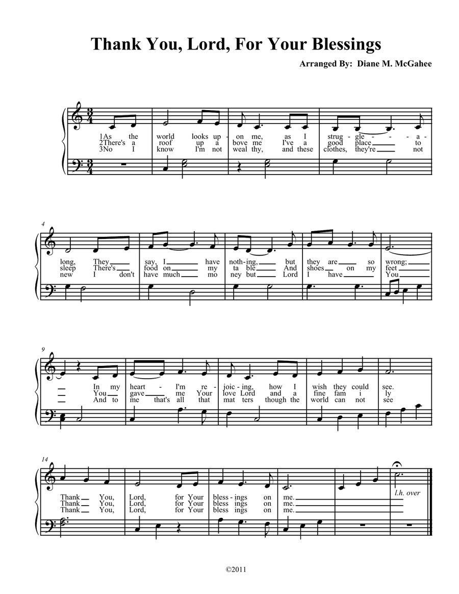 Thank You, Lord, For Your Blessings Small Ensemble scores gallery preview page 1