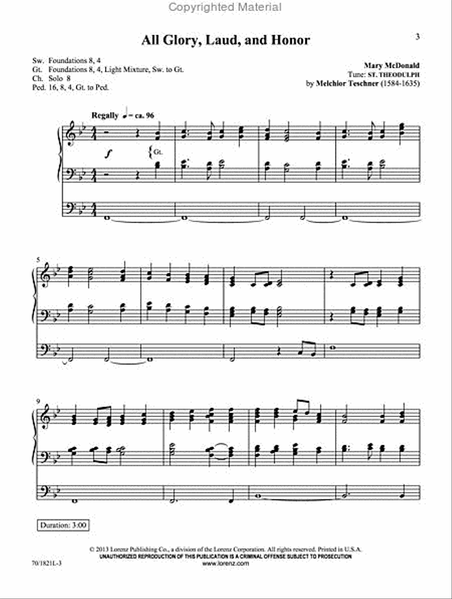 Hosannas to the King! Organ Solo scores gallery preview page 2