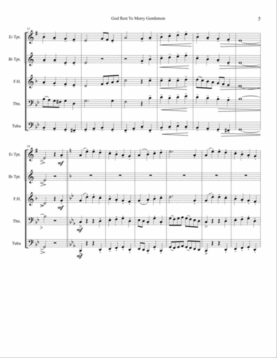 God Rest Ye Merry Gentlemen Brass Ensemble scores gallery preview page 5