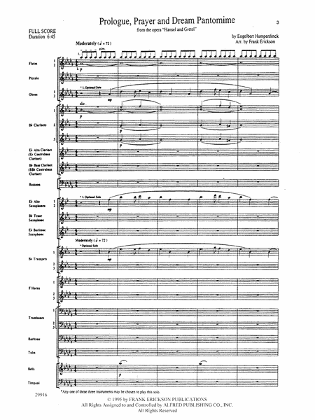 Prologue Prayer and Dream Pantomime (from the opera Hansel and Gretel): Score