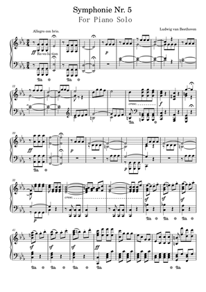 Beethoven Symphony No. 5 1st movement for piano solo Advanced