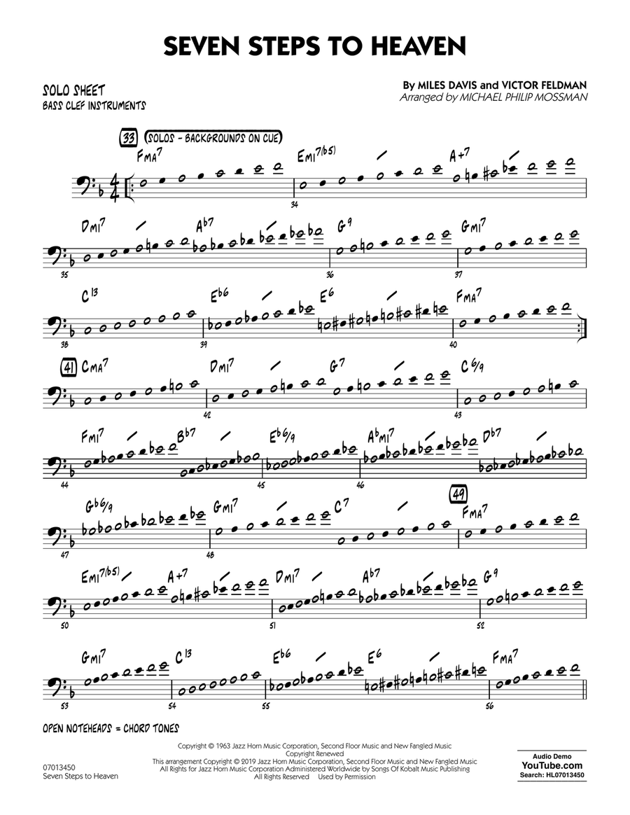 Seven Steps to Heaven (arr. Michael Philip Mossman) - Bass Clef Solo Sheet