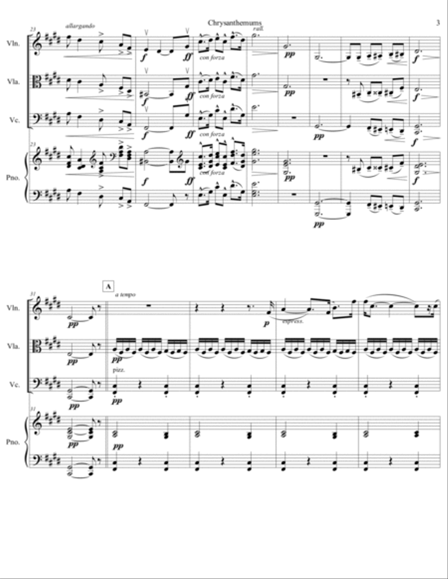 Giacomo Puccini - Crisantemi (Chrysanthemums) arr. for piano quartet (score and parts) Piano Quartet scores gallery preview page 3