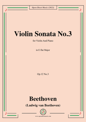 Book cover for Beethoven-Violin Sonata No.3 in E flat Major,Op.12 No.3,for Violin and Piano