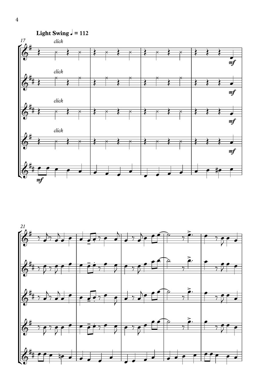 Auld Lang Syne - Saxophone Quartet Saxophone Quartet scores gallery preview page 4