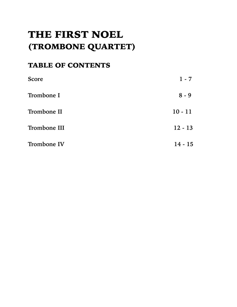 The First Noel (Trombone Quartet) Brass Quartet scores gallery preview page 4