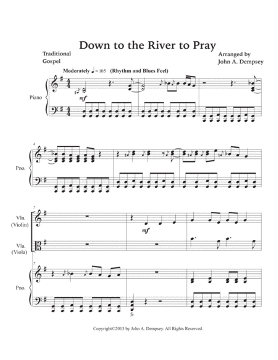 Down to the River to Pray (Trio for Violin, Viola and Piano) Small Ensemble scores gallery preview page 5
