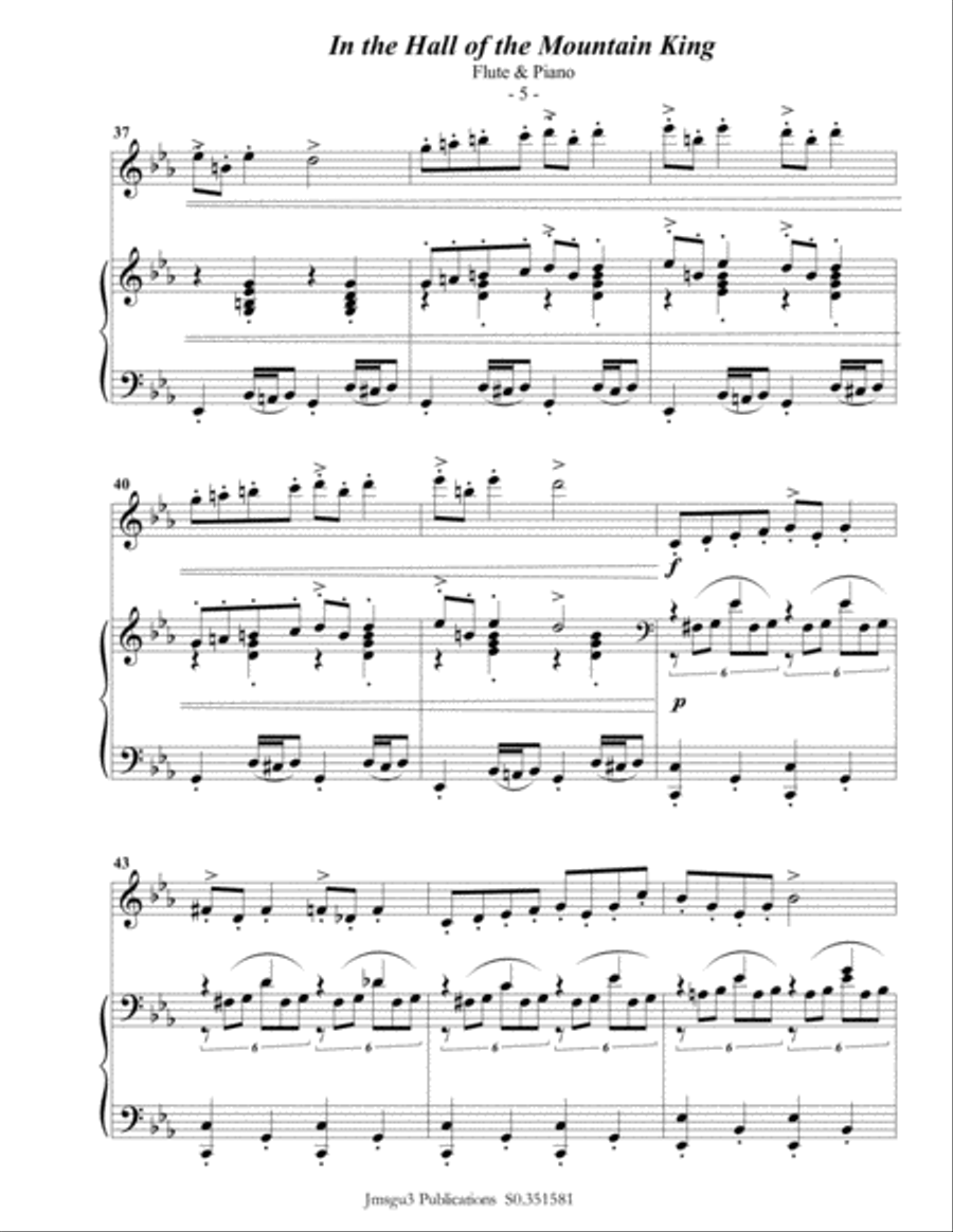 Grieg: Hall of the Mountain King from Peer Gynt Suite for Flute & Piano Flute Solo scores gallery preview page 6