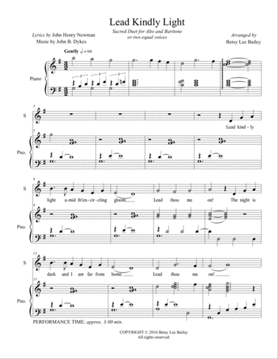 Lead Kindly Light - Alto/Baritone Duet Piano scores gallery preview page 2
