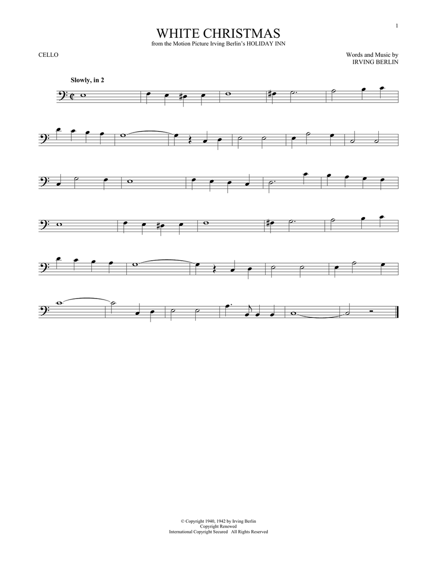 White Christmas White Christmas Cello Solo scores gallery preview page 1
