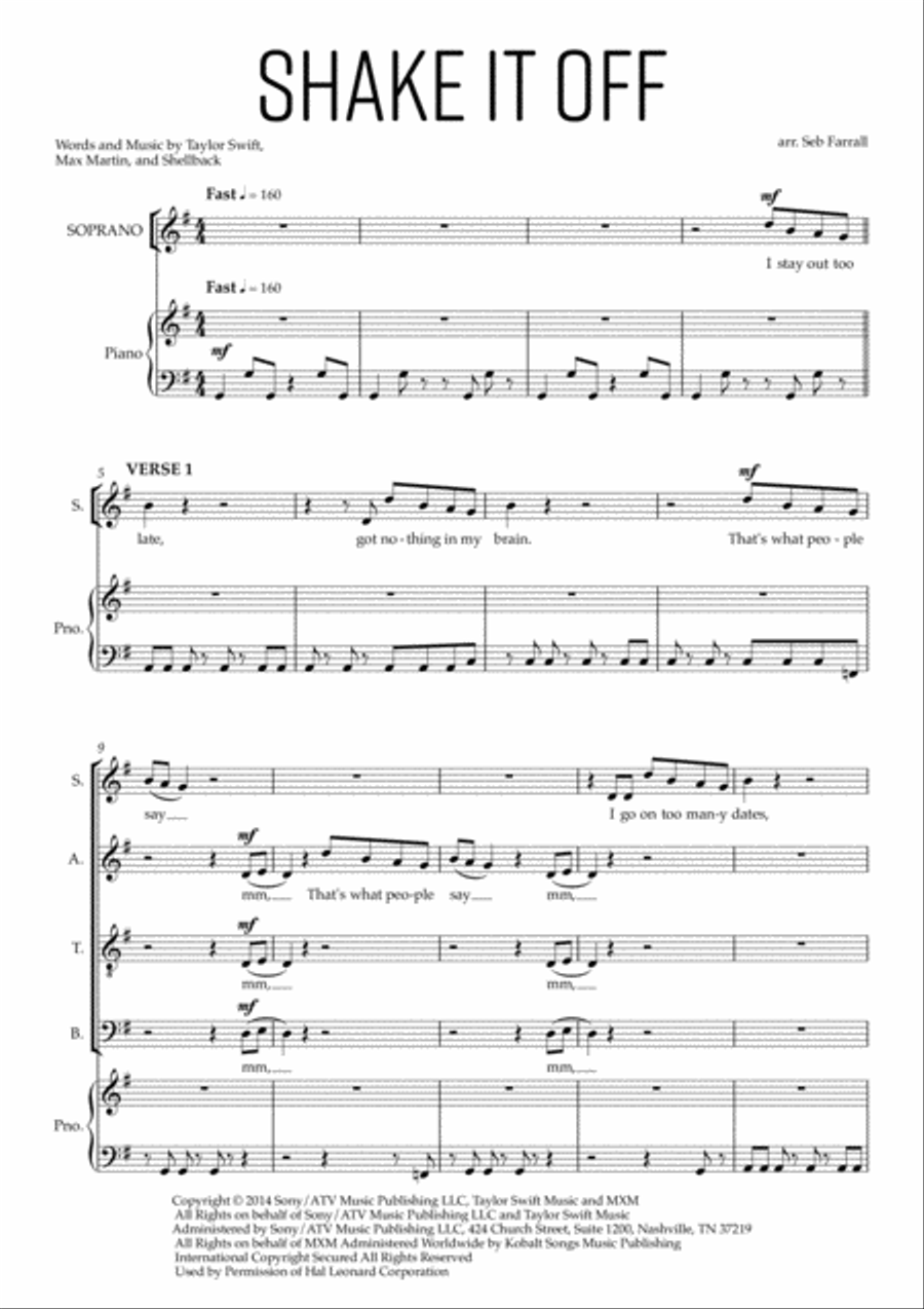 Shake It Off 4-Part scores gallery preview page 1